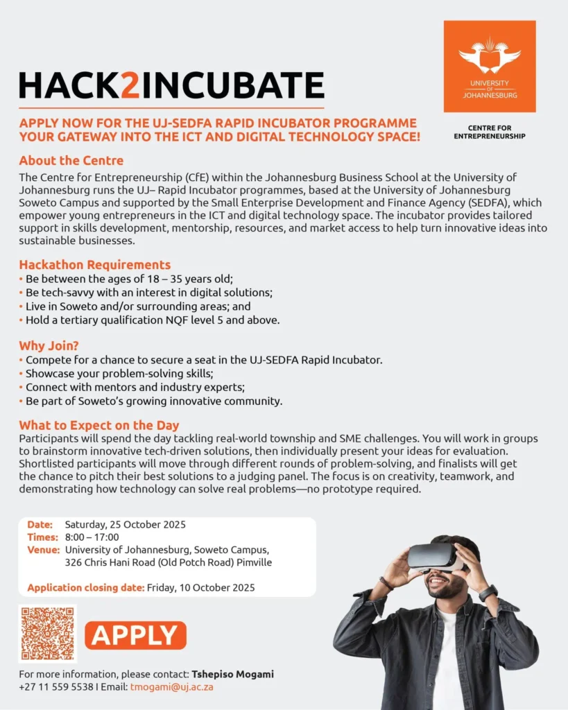 University of Johannesburg UJ SEFDA ICT Rapid Incubator Learnership Programme 2025 1
